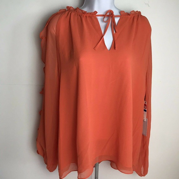 NWT 1. State Orange Slit Shoulder Top - Picture 3 of 10